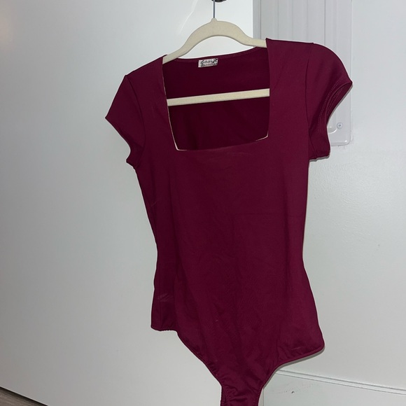 Free People Women's Burgundy Bodysuit - Picture 2 of 2